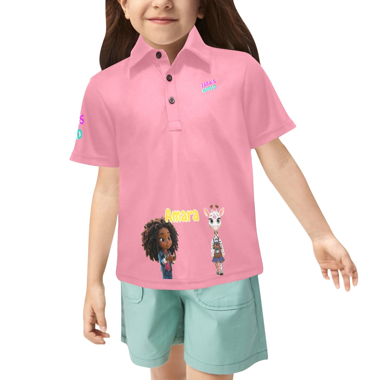 Polo para niña con estampado de avatares de Zara's World (2T-7Y)