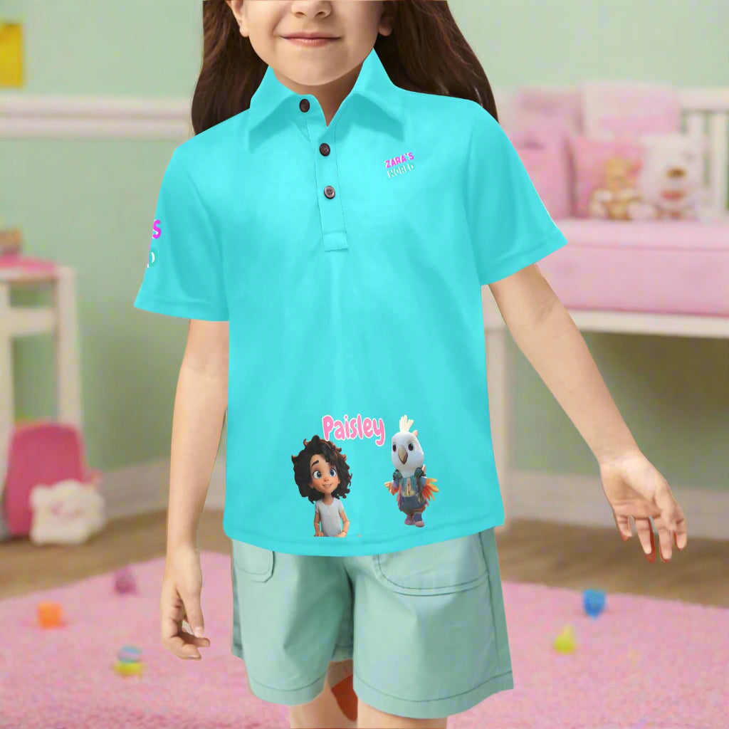 Zara's World Avatar Print Girls Polo Shirt (2T-7Y)