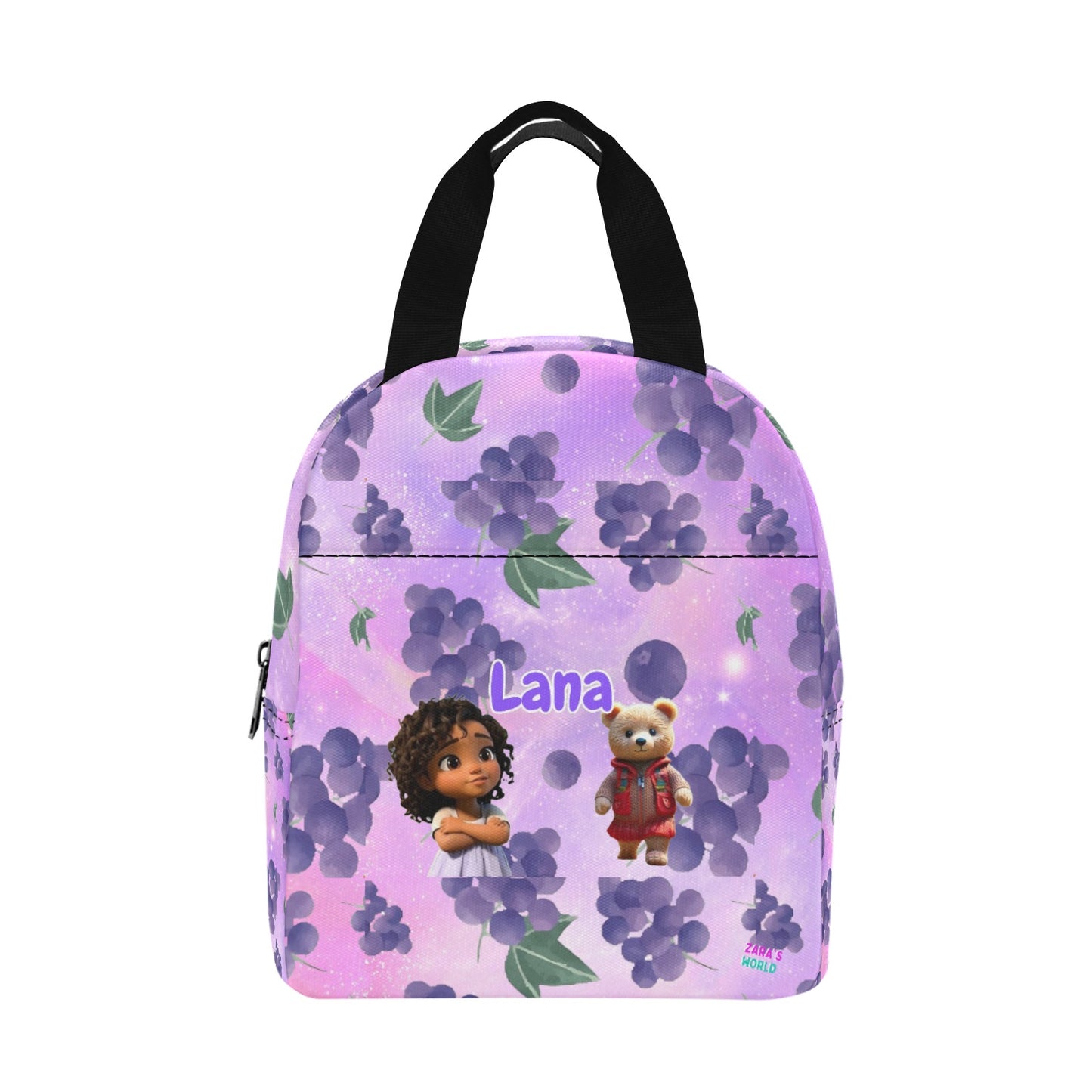 Zaras World Animal Avatar Fruit Print Lunch Bag (Strawberries/Grapes)