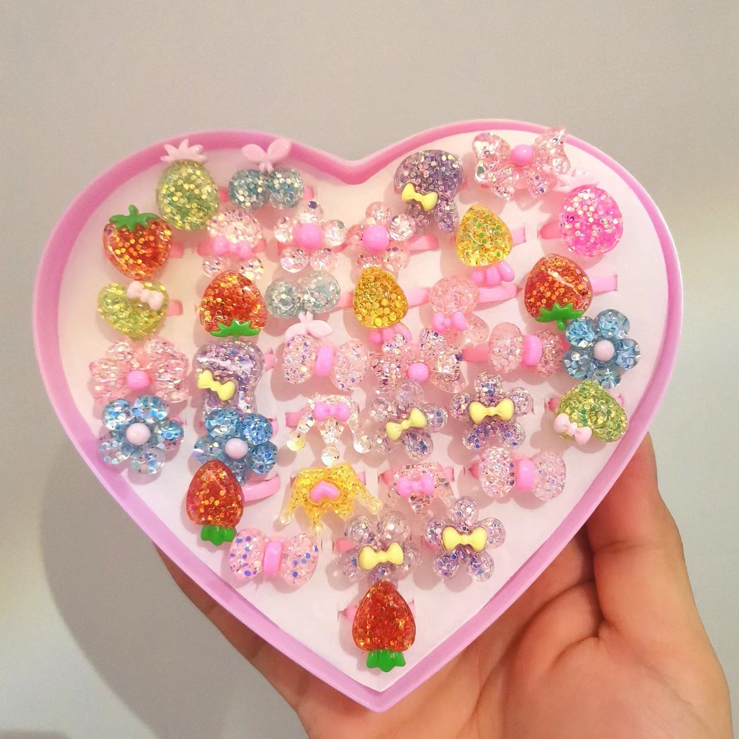 Lovely Princess Resin Toy Rings Jewelry Set - 36/50 Piece - Korean Cartoon