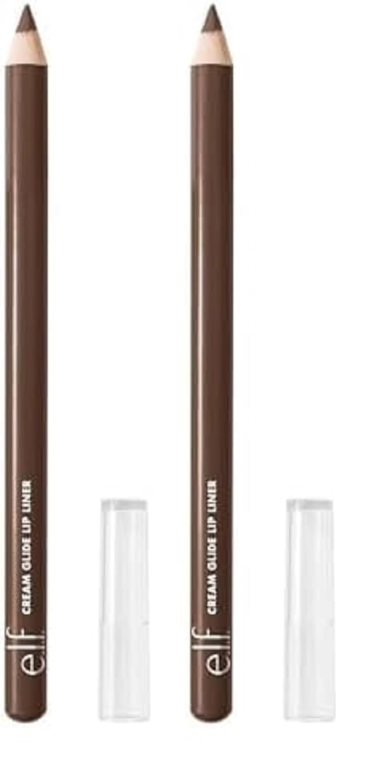 e.l.f. Cream Glide Lip Liner, Highly-Pigmented Pencil For Shaping & Sculpting Lips, Semi-Matte Finish, Vegan & Cruelty-Free, Dark Cocoa (Pack of 2)