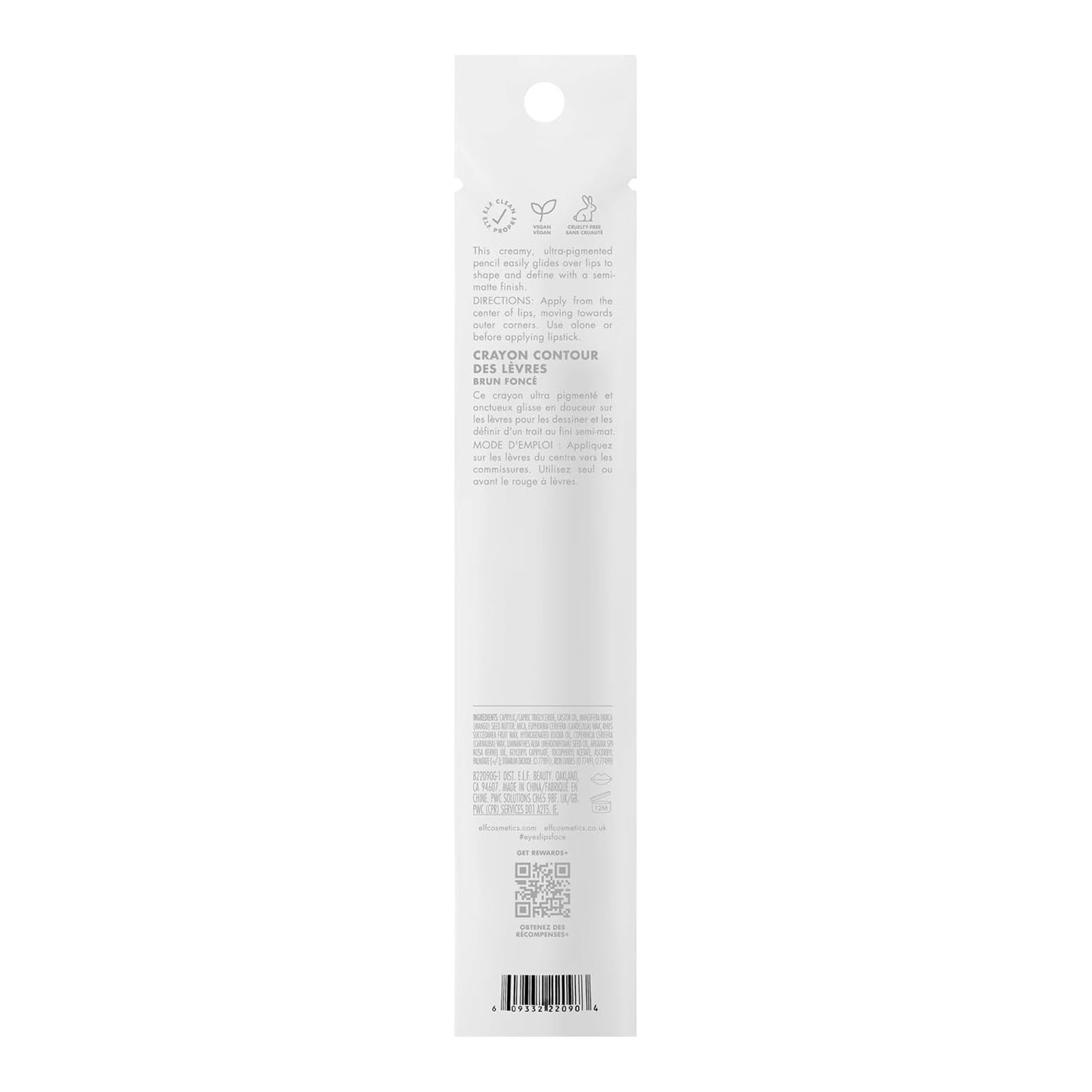 e.l.f. Cream Glide Lip Liner, Highly-Pigmented Pencil For Shaping & Sculpting Lips, Semi-Matte Finish, Vegan & Cruelty-Free, Dark Cocoa (Pack of 2)