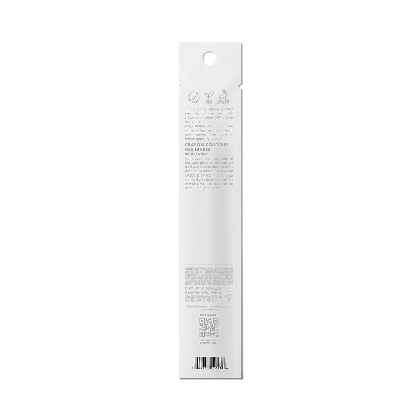 e.l.f. Cream Glide Lip Liner, Highly-Pigmented Pencil For Shaping & Sculpting Lips, Semi-Matte Finish, Vegan & Cruelty-Free, Dark Cocoa (Pack of 2)