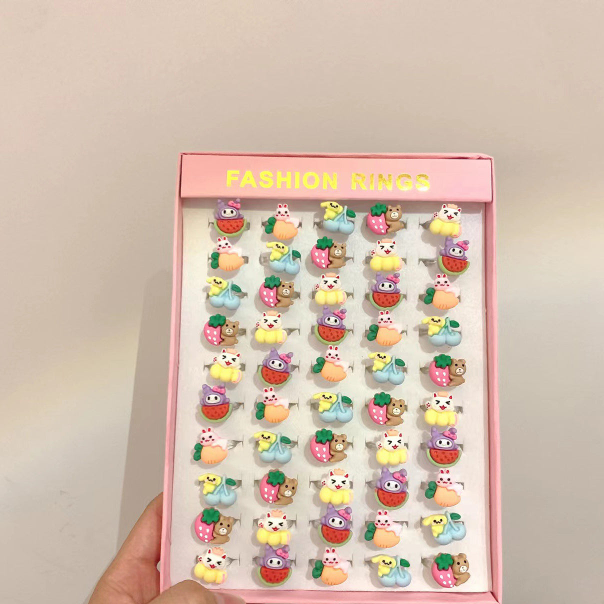 Lovely Princess Resin Toy Rings Jewelry Set - 36/50 Piece - Korean Cartoon
