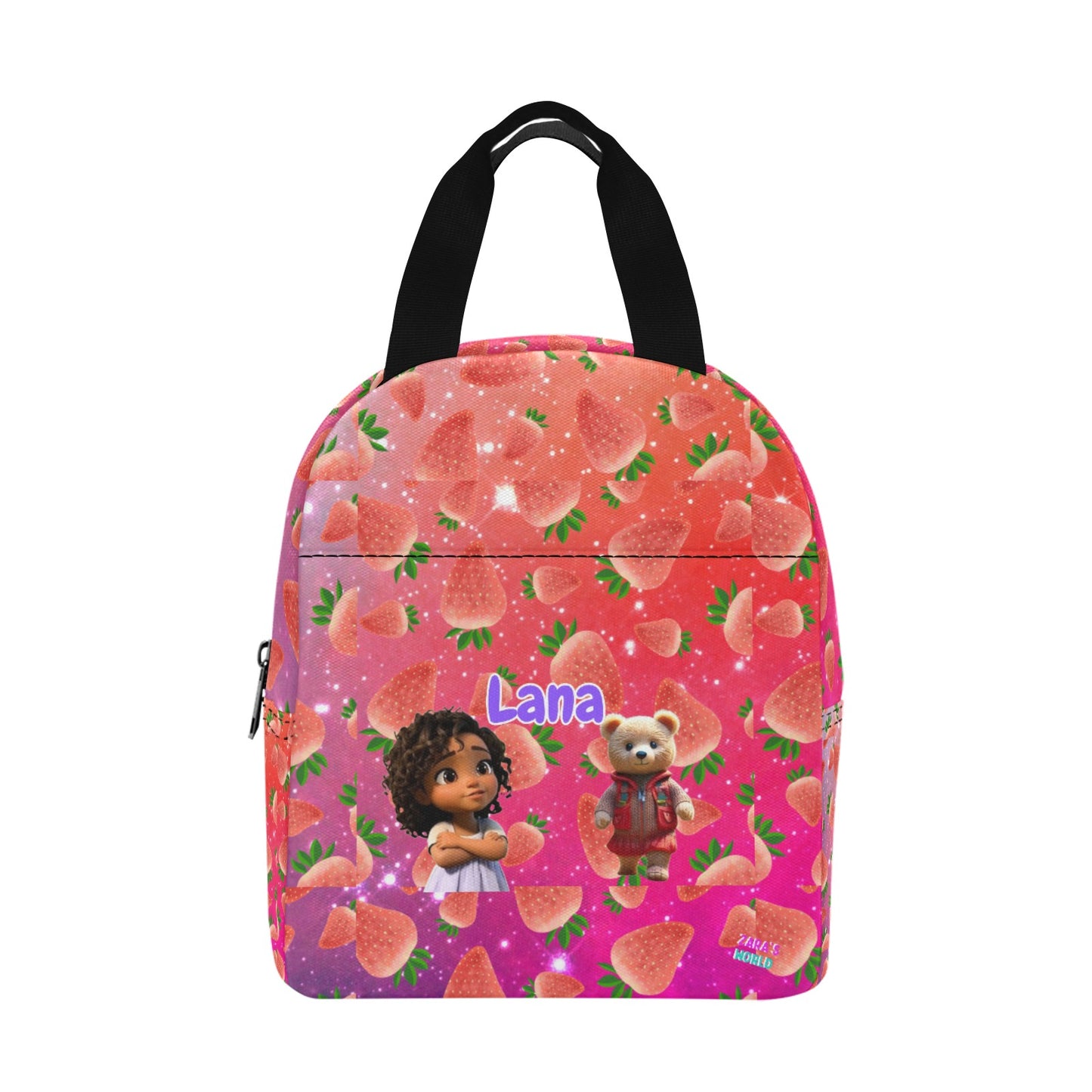 Zaras World Animal Avatar Fruit Print Lunch Bag (Strawberries/Grapes)