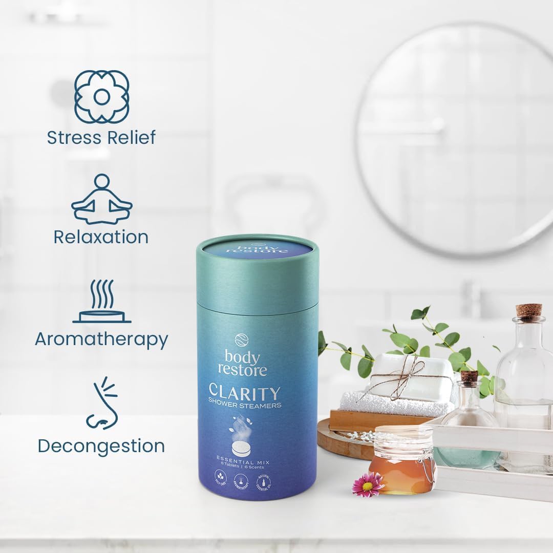 Body Restore Shower Steamers Aromatherapy 6 Pack - Mothers Day Gifts for Mom, Grandma, Birthday Gift for Dad, Daughter, Best Friend, Travel Essentials, Stress Relief, Self Care - Variety