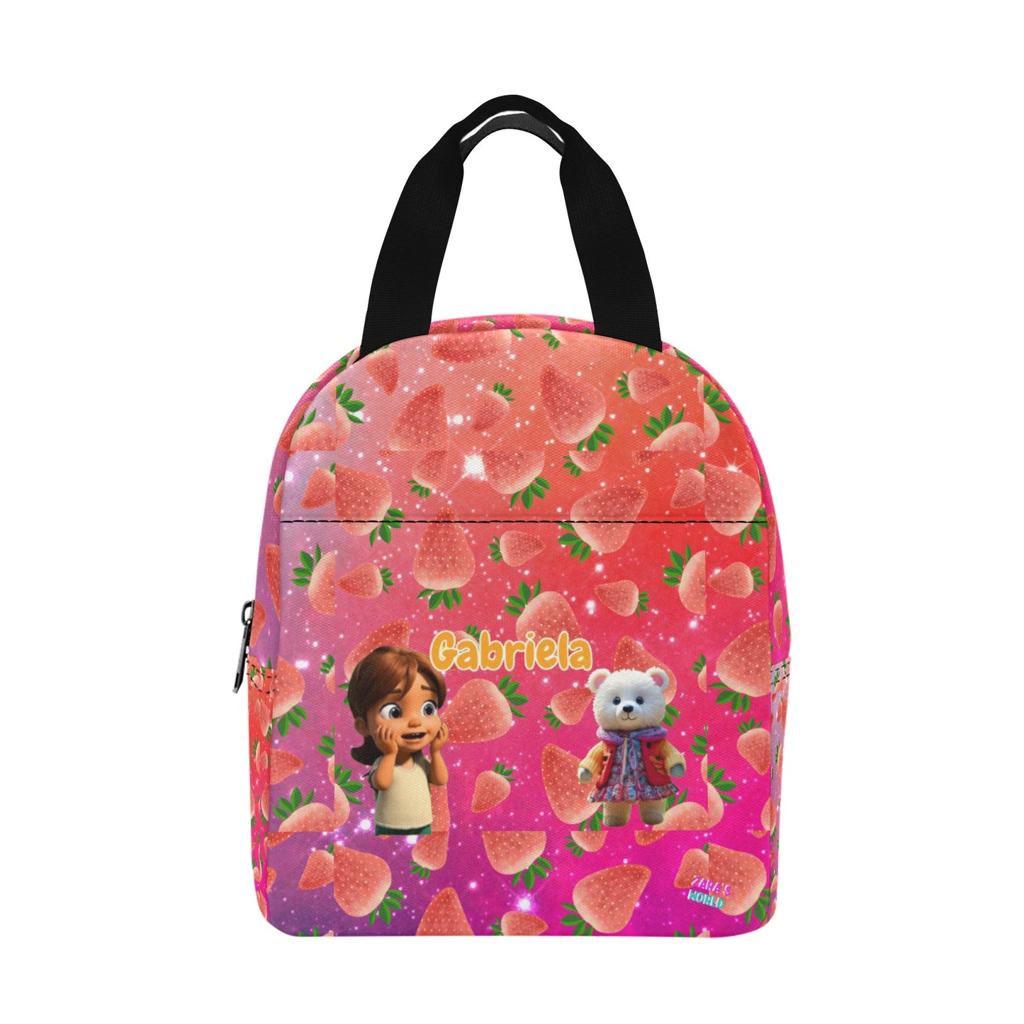 Zaras World Animal Avatar Fruit Print Lunch Bag (Strawberries/Grapes)