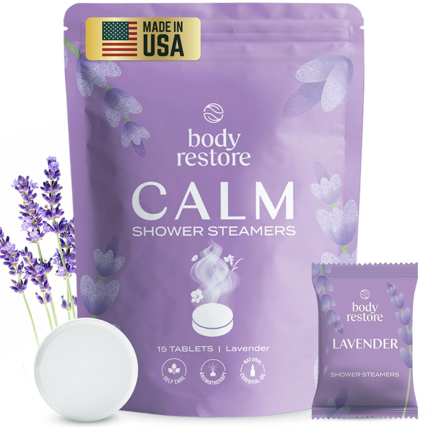 Body Restore Shower Steamers Aromatherapy 6 Pack - Mothers Day Gifts for Mom, Grandma, Birthday Gift for Dad, Daughter, Best Friend, Travel Essentials, Stress Relief, Self Care, Bath Bombs - Bloom
