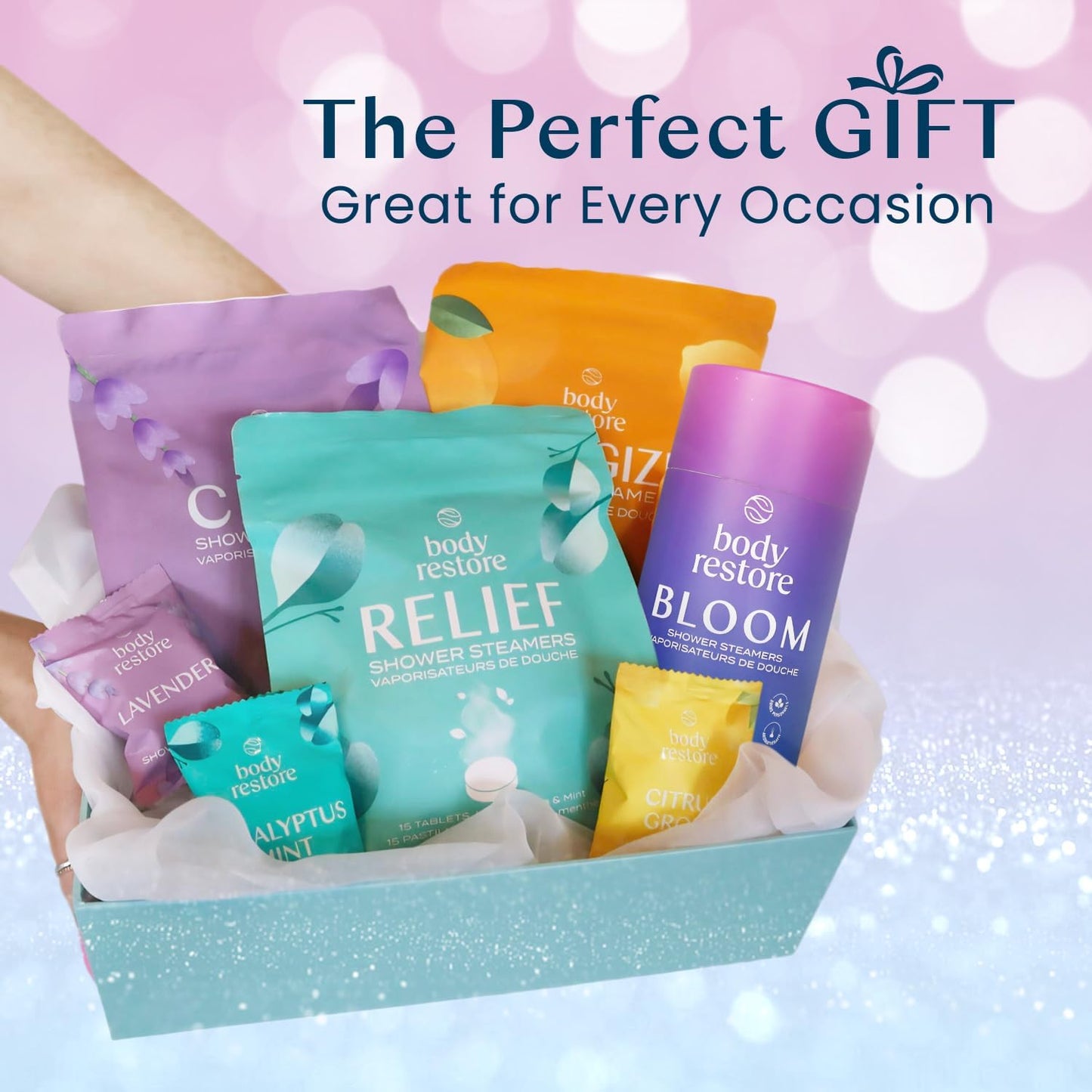 Body Restore Shower Steamers Aromatherapy 6 Pack - Mothers Day Gifts for Mom, Grandma, Birthday Gift for Dad, Daughter, Best Friend, Travel Essentials, Stress Relief, Self Care, Bath Bombs - Bloom