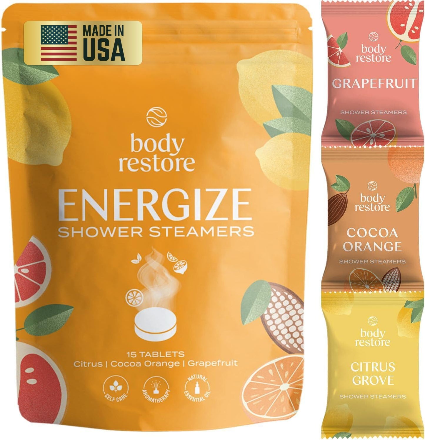 Body Restore Shower Steamers Aromatherapy 6 Pack - Galentines, Valentines Day Gifts for Her and Him, Birthday Gifts for Mom, Best Friend, Travel Essentials, Stress Relief, Self Care - Citrus