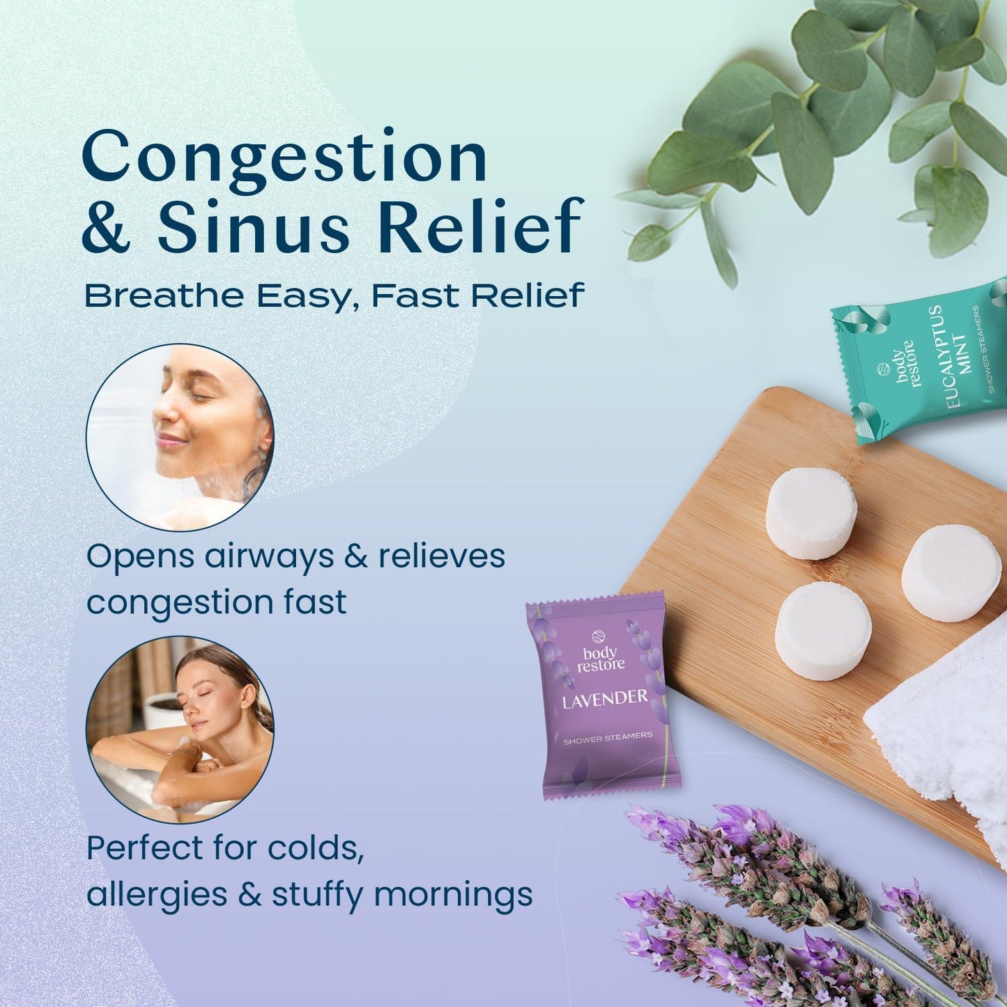 Body Restore Shower Steamers Aromatherapy 6 Pack - Mothers Day Gifts for Mom, Grandma, Birthday Gift for Dad, Daughter, Best Friend, Travel Essentials, Stress Relief, Self Care - Variety
