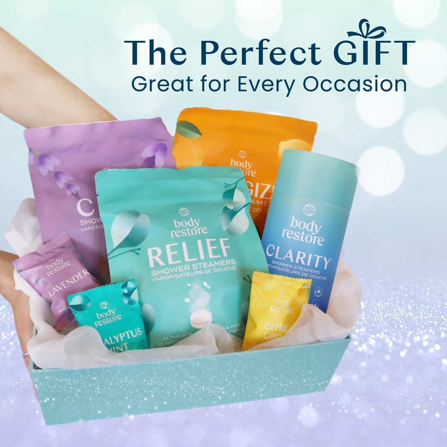 Body Restore Shower Steamers Aromatherapy 6 Pack - Mothers Day Gifts for Mom, Grandma, Birthday Gift for Dad, Daughter, Best Friend, Travel Essentials, Stress Relief, Self Care - Variety