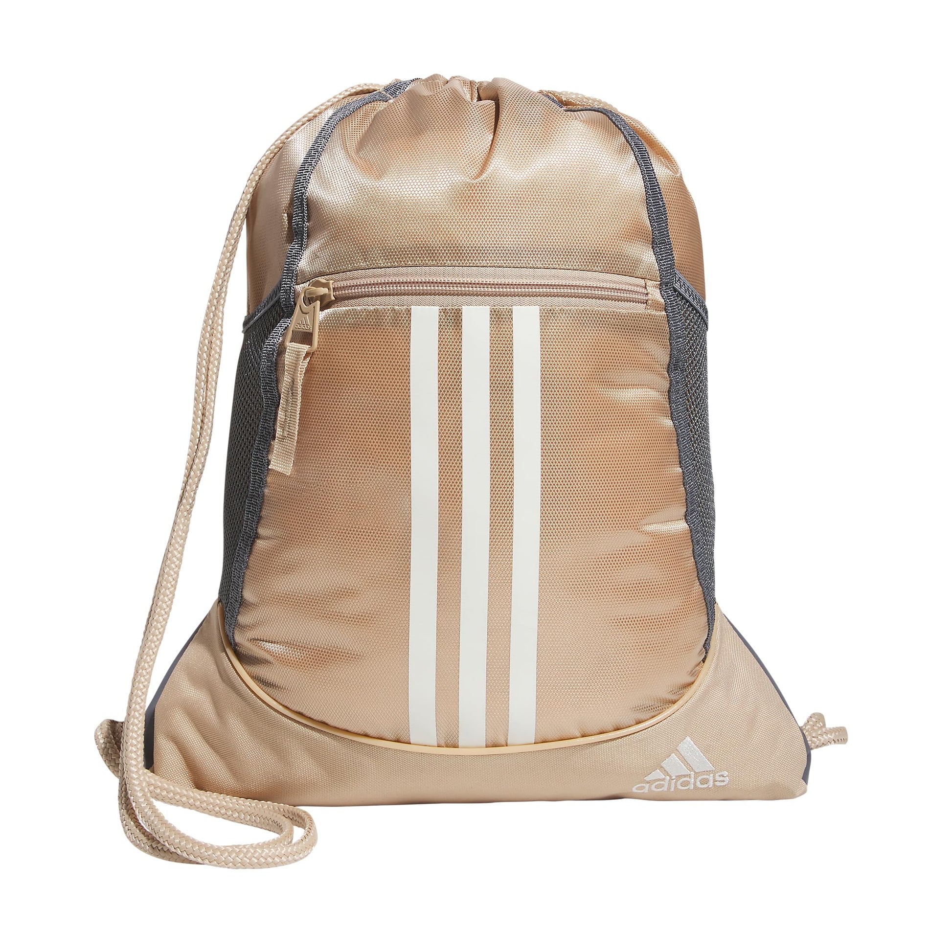 adidas Alliance Sackpack, Drawstring, Lightweight Small Gym Bag for Women, Soccer Backpack, White/Black/Black, One Size