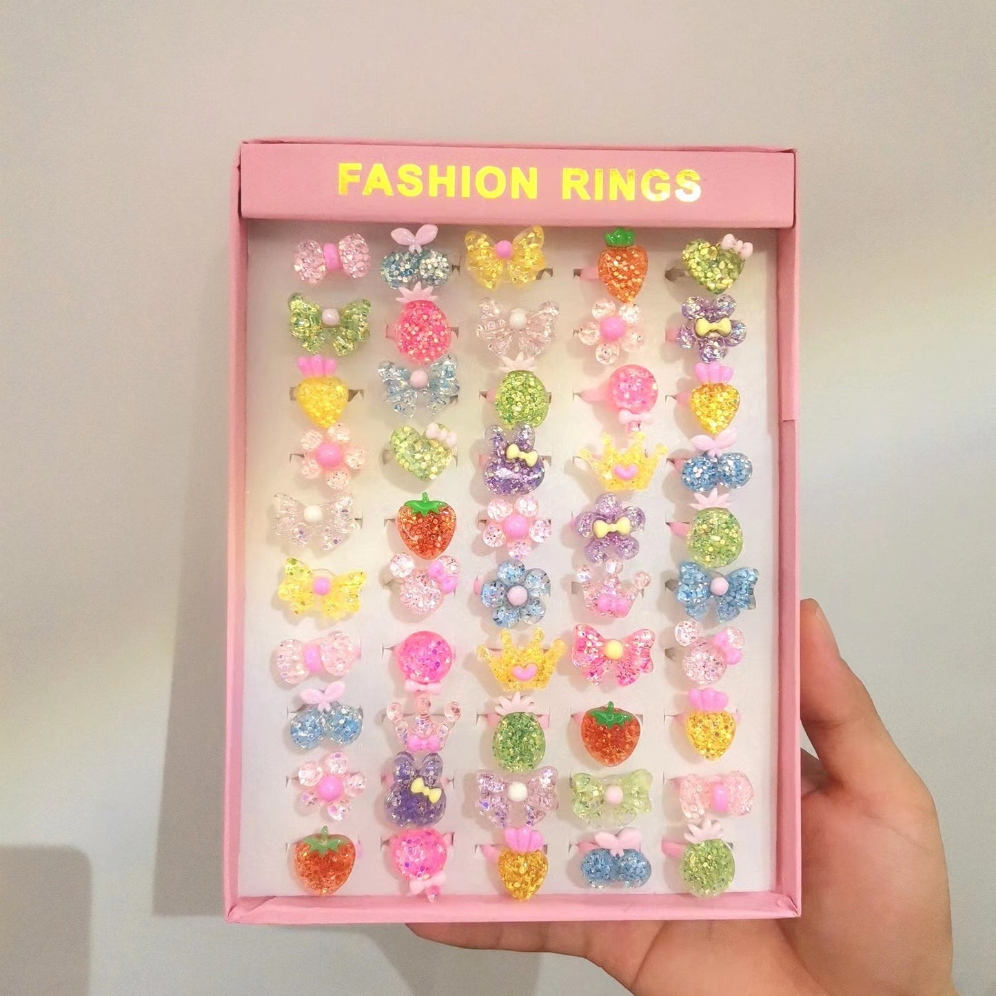 Lovely Princess Resin Toy Rings Jewelry Set - 36/50 Piece - Korean Cartoon