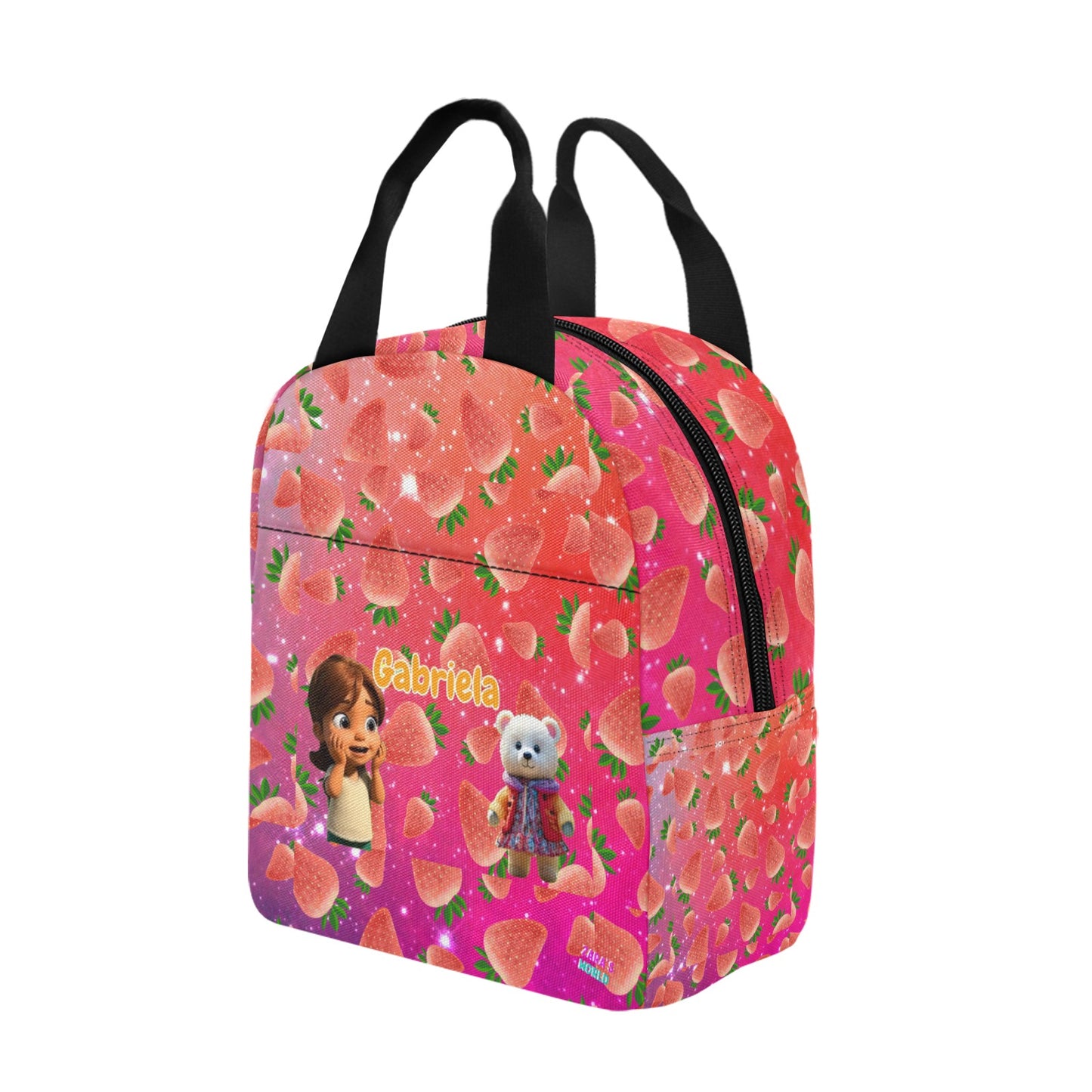 Zaras World Animal Avatar Fruit Print Lunch Bag (Strawberries/Grapes)