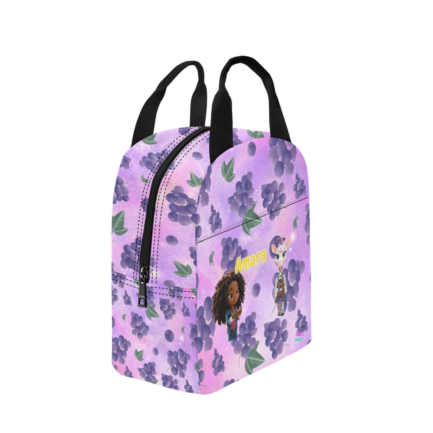 Zaras World Animal Avatar Fruit Print Lunch Bag (Strawberries/Grapes)