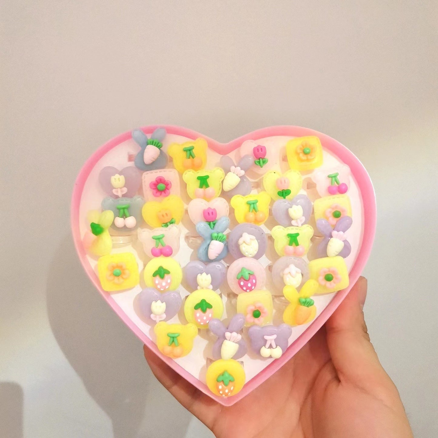 Lovely Princess Resin Toy Rings Jewelry Set - 36/50 Piece - Korean Cartoon