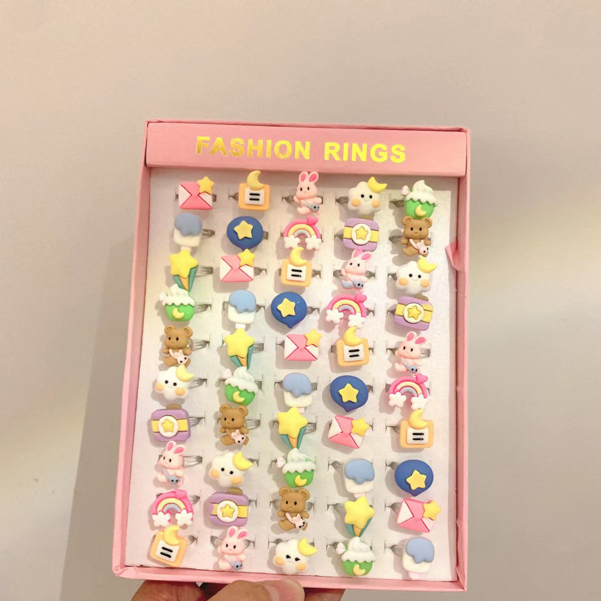 Lovely Princess Resin Toy Rings Jewelry Set - 36/50 Piece - Korean Cartoon