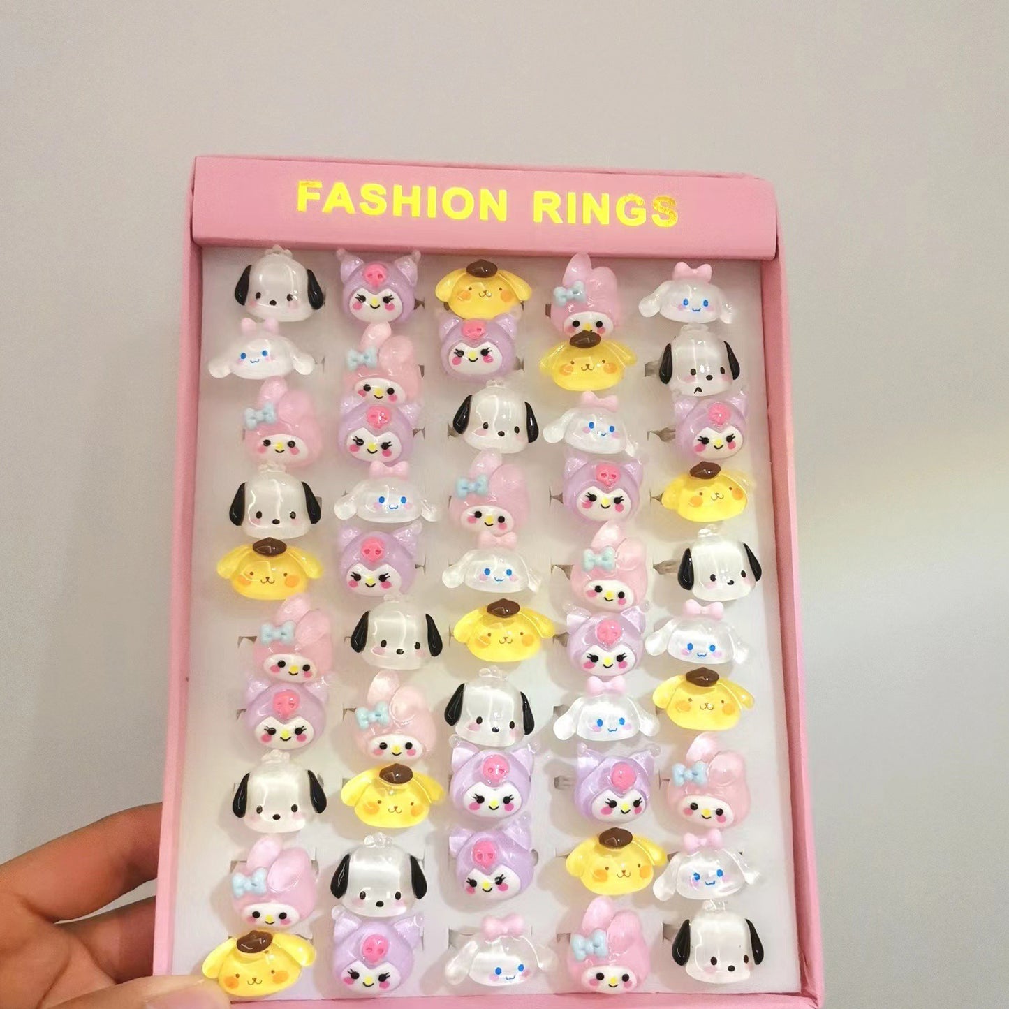 Lovely Princess Resin Toy Rings Jewelry Set - 36/50 Piece - Korean Cartoon