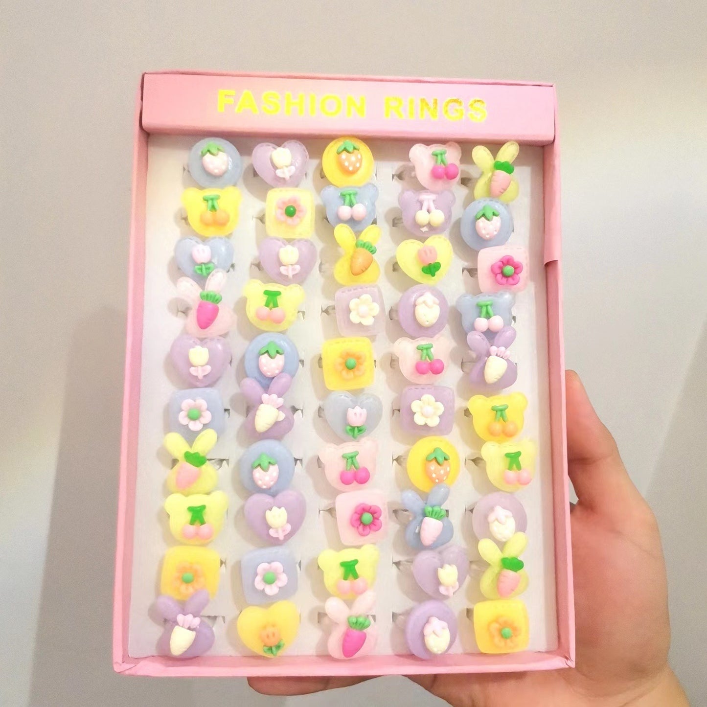Lovely Princess Resin Toy Rings Jewelry Set - 36/50 Piece - Korean Cartoon