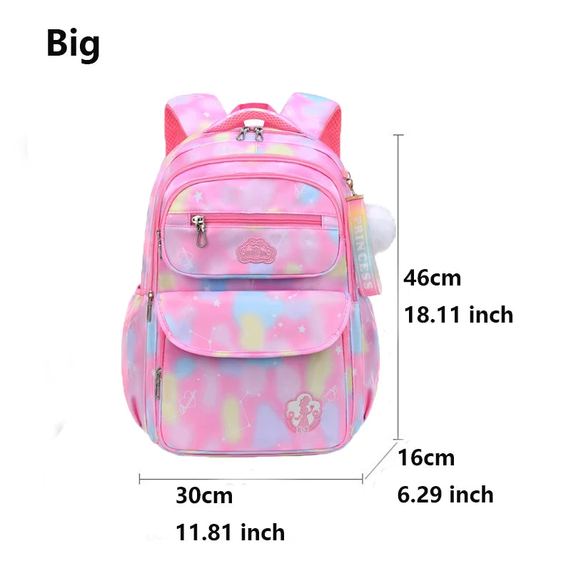 Kawaii Pink and Sky Blue Waterproof School Backpack for Girls