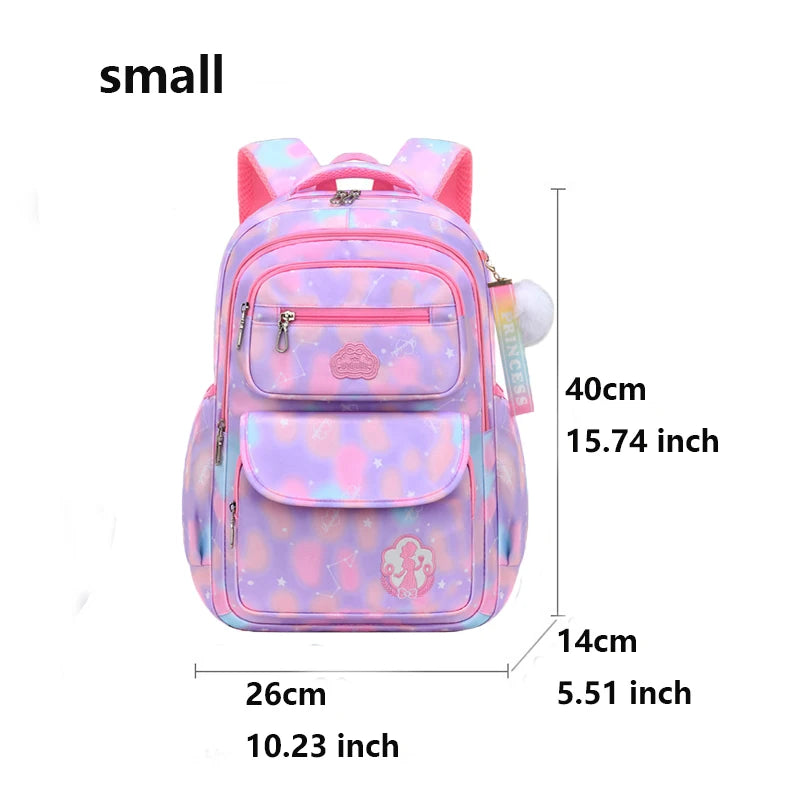 Kawaii Pink and Sky Blue Waterproof School Backpack for Girls