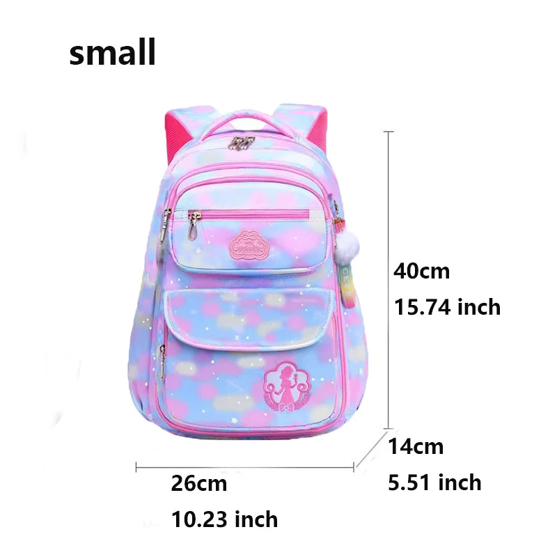 Kawaii Pink and Sky Blue Waterproof School Backpack for Girls