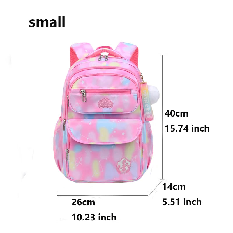Kawaii Pink and Sky Blue Waterproof School Backpack for Girls