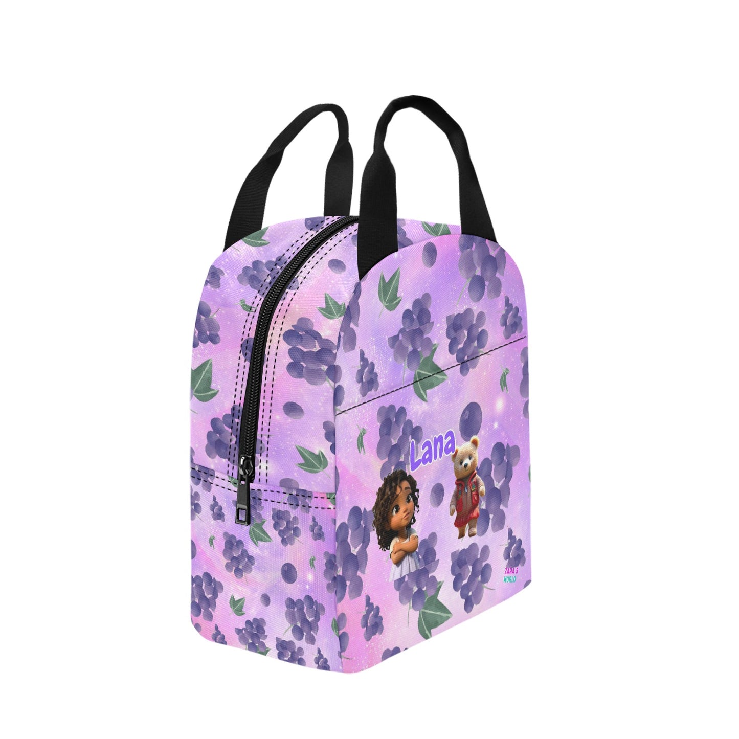 Zaras World Animal Avatar Fruit Print Lunch Bag (Strawberries/Grapes)