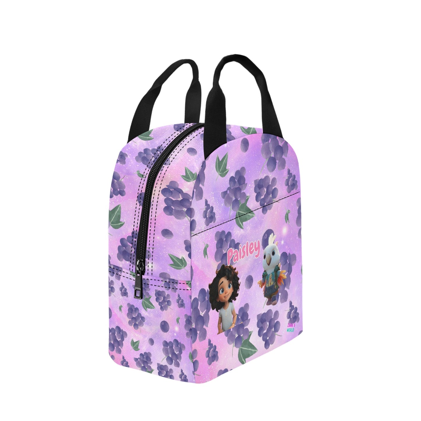 Zaras World Animal Avatar Fruit Print Lunch Bag (Strawberries/Grapes)