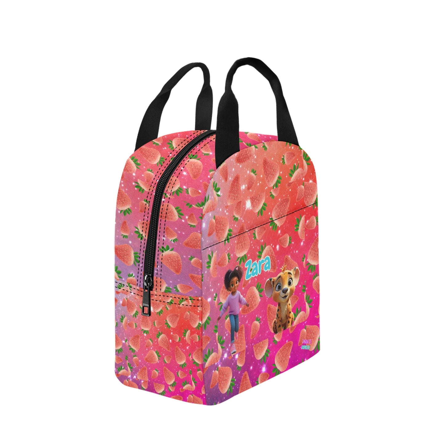 Zaras World Animal Avatar Fruit Print Lunch Bag (Strawberries/Grapes)