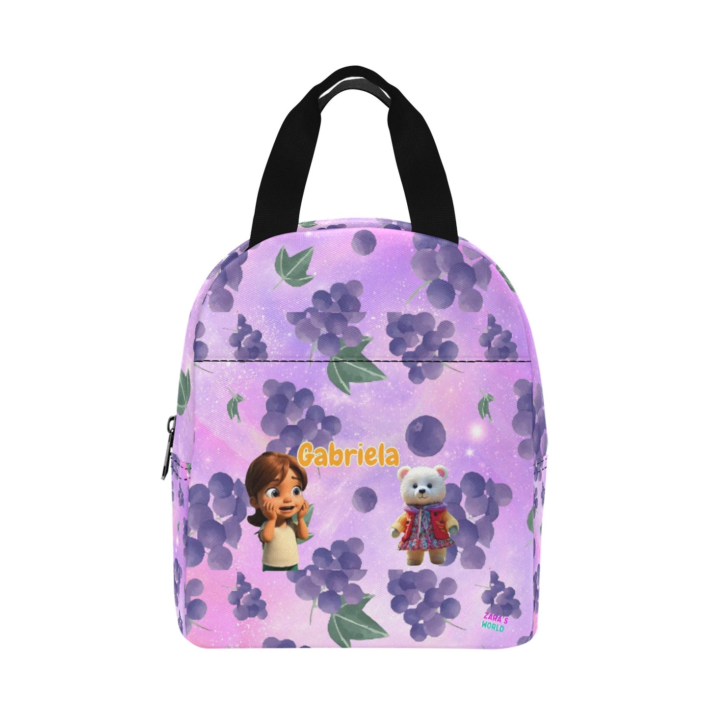 Zaras World Animal Avatar Fruit Print Lunch Bag (Strawberries/Grapes)