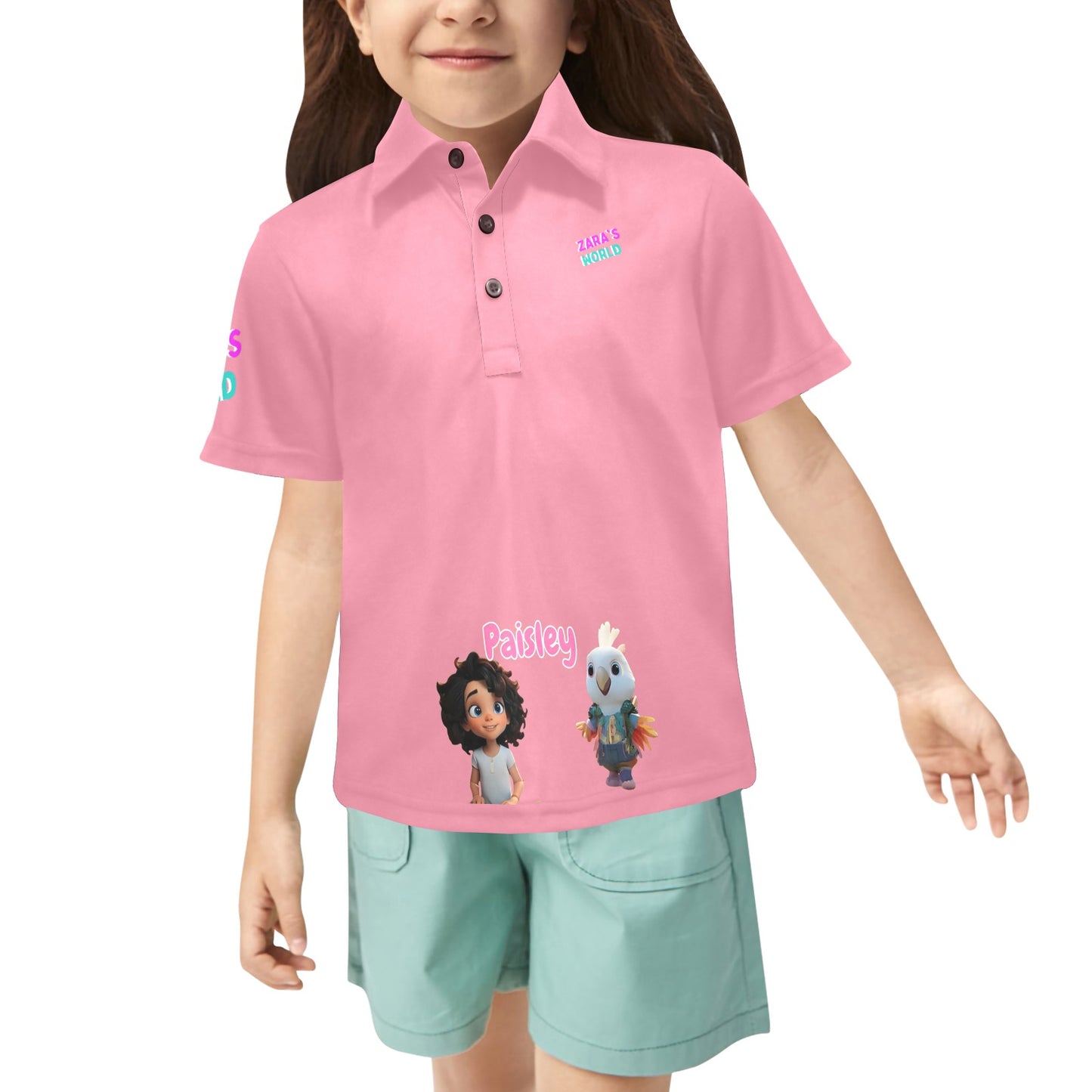 Polo para niña con estampado de avatares de Zara's World (2T-7Y)