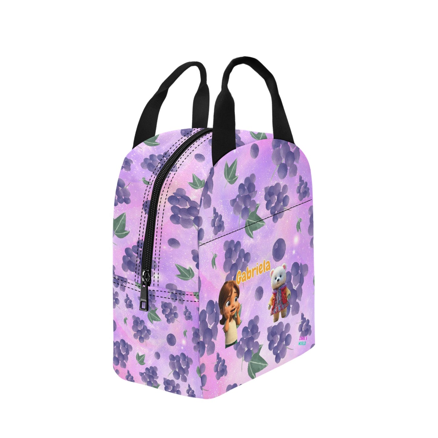 Zaras World Animal Avatar Fruit Print Lunch Bag (Strawberries/Grapes)