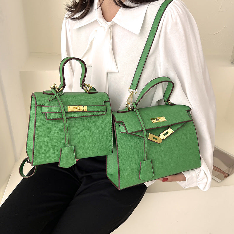 ZWX - PU Leather Candy Color Kelly Handbag with Buckle Lock