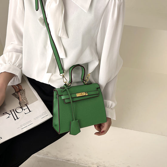 ZWX - PU Leather Candy Color Kelly Handbag with Buckle Lock