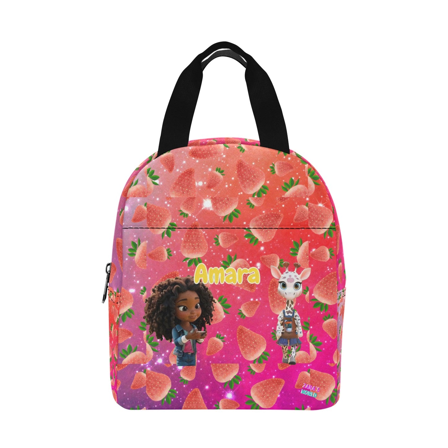Zaras World Animal Avatar Fruit Print Lunch Bag (Strawberries/Grapes)