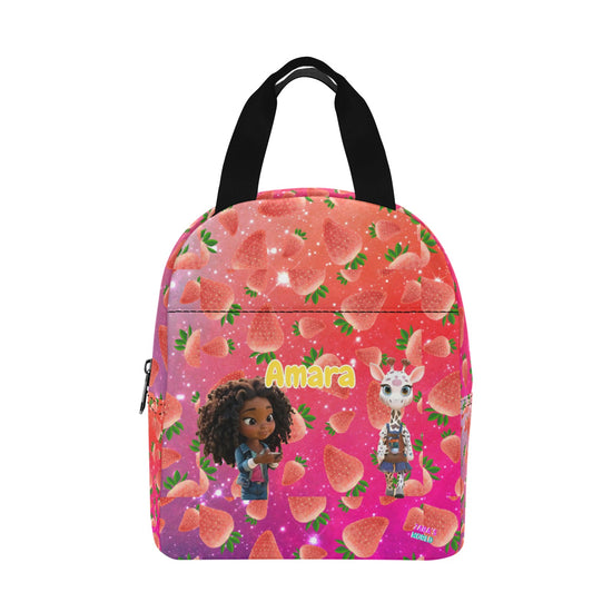 Zaras World Animal Avatar Fruit Print Lunch Bag (Strawberries/Grapes)