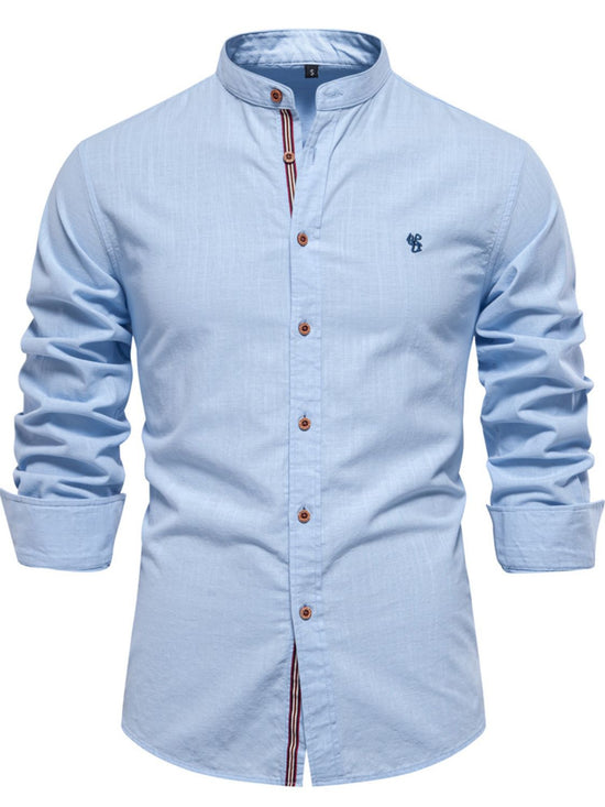 Men's Full Size Button Down Embroidered Shirt Plus Size. This button-down dapper collared shirt with embroidery is designed to fit and flatter men of all shapes and sizes.