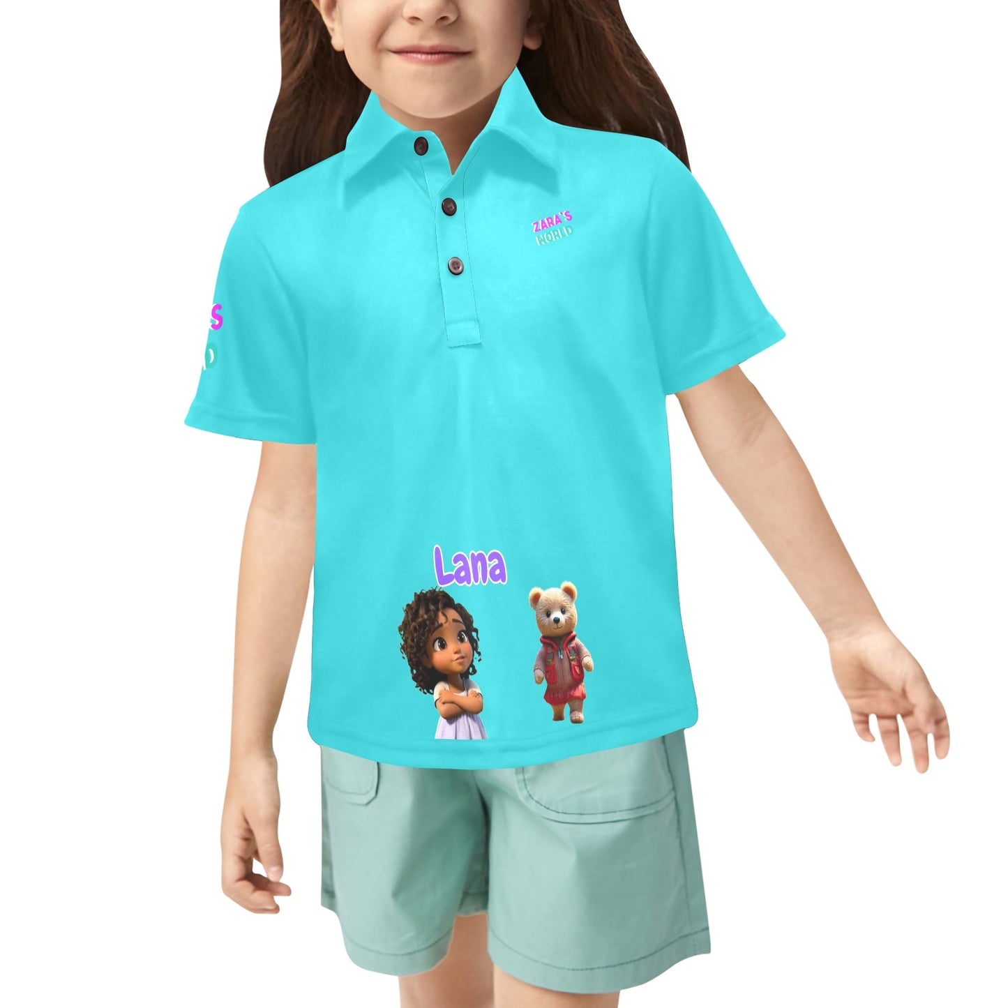 Polo para niña con estampado de avatares de Zara's World (2T-7Y)