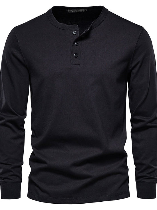 Men's Full Size Quarter Button Round Neck Long Sleeve T-Shirt.
Always be comfortable and effortlessly stylish with our Men's Full Size Quarter Button Round Neck Long Sleeve T-Shirt 
