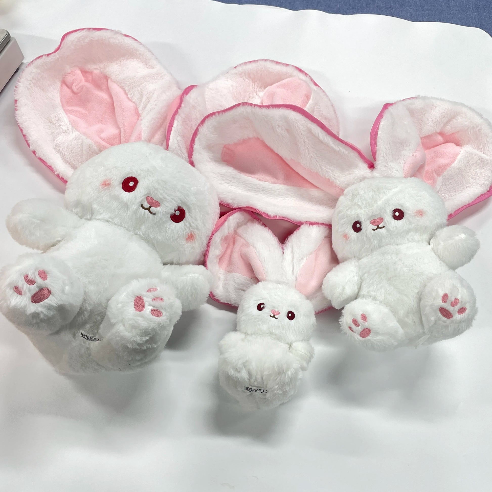 Kawaii Carrot & Strawberry Zip-up Ears Baby Bunny Rabbit Plushie