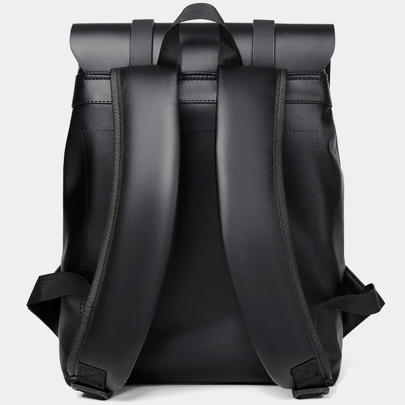 Womens Adjustable Strap Black PU Leather Backpack