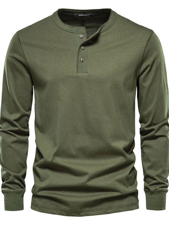 Men's Full Size Quarter Button Round Neck Long Sleeve T-Shirt.
Always be comfortable and effortlessly stylish with our Men's Full Size Quarter Button Round Neck Long Sleeve T-Shirt 