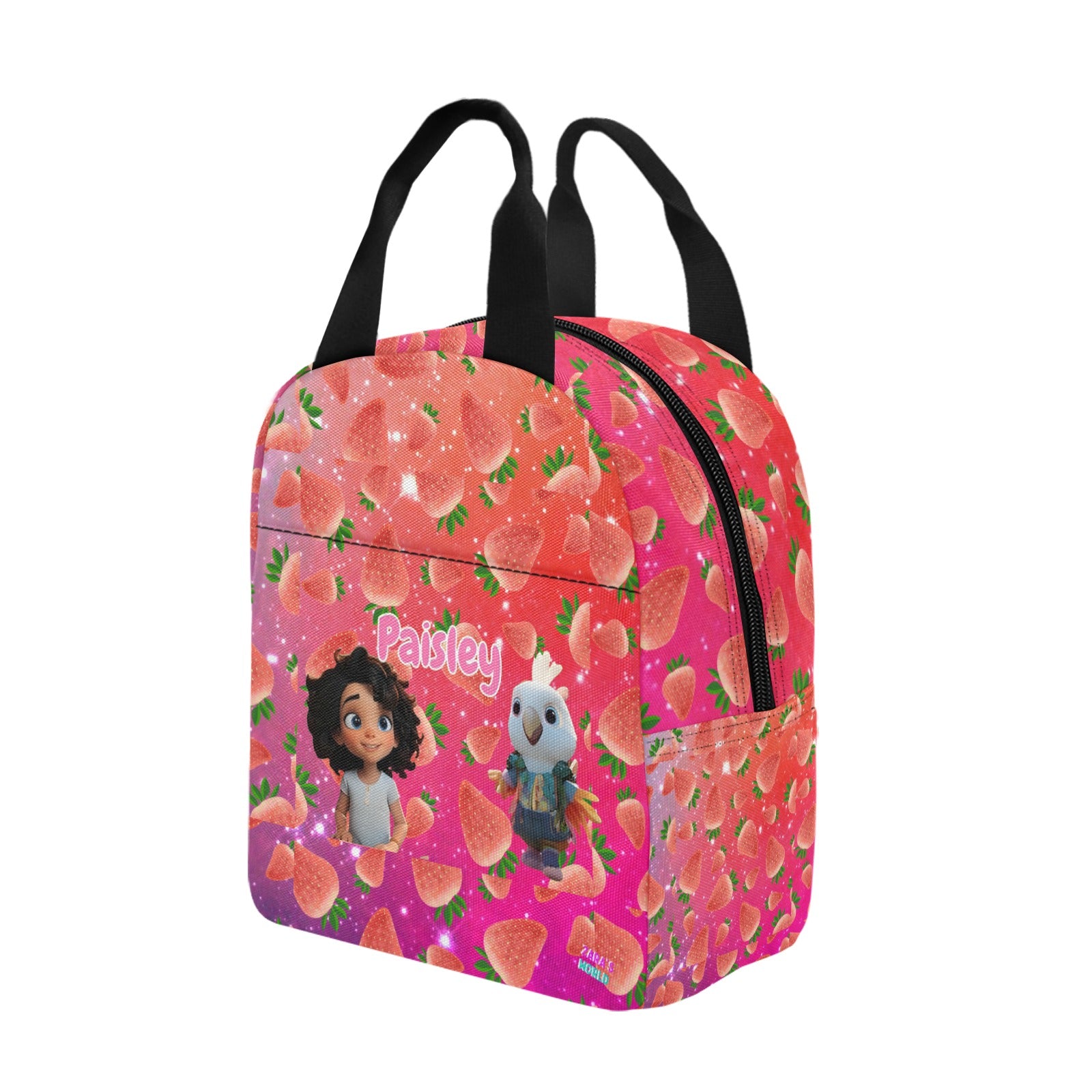 Zaras World Animal Avatar Fruit Print Lunch Bag (Strawberries/Grapes)