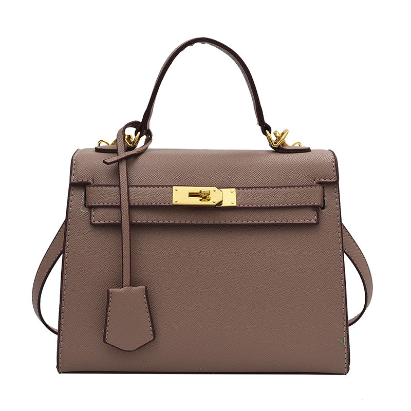 ZWX - PU Leather Candy Color Kelly Handbag with Buckle Lock