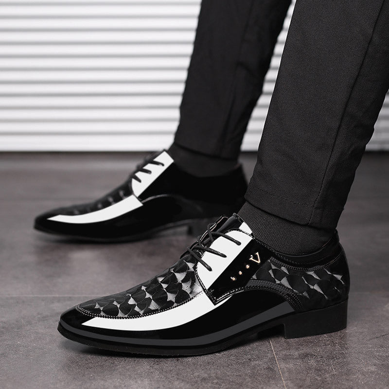 ZWX- Mens Oxford Suit & Tie Patent PU Leather Point Toes Shoes
