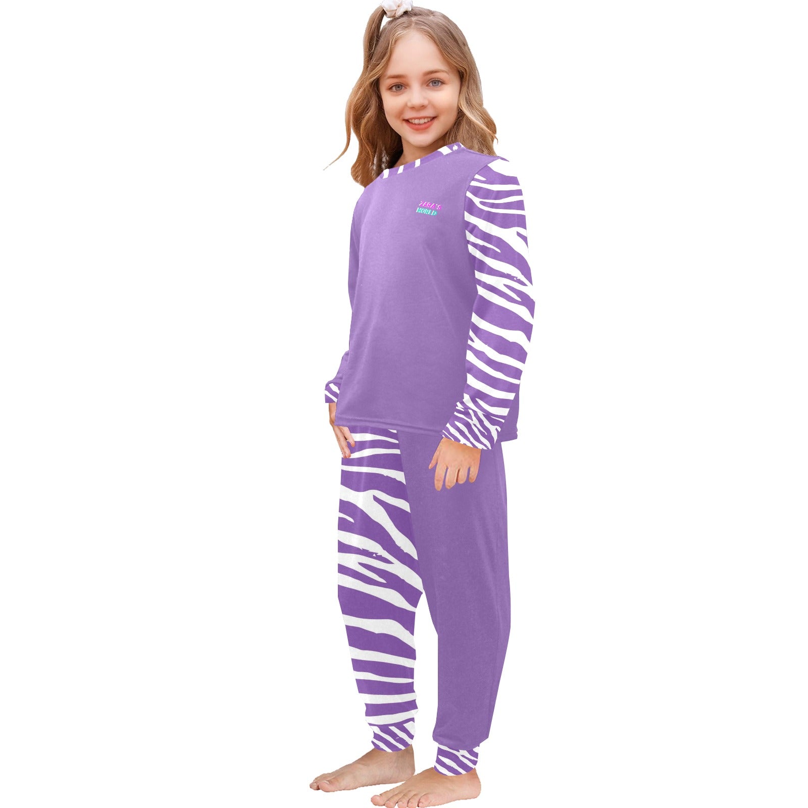 Little Girls' Animal Print Crew Neck Long Pajama Set