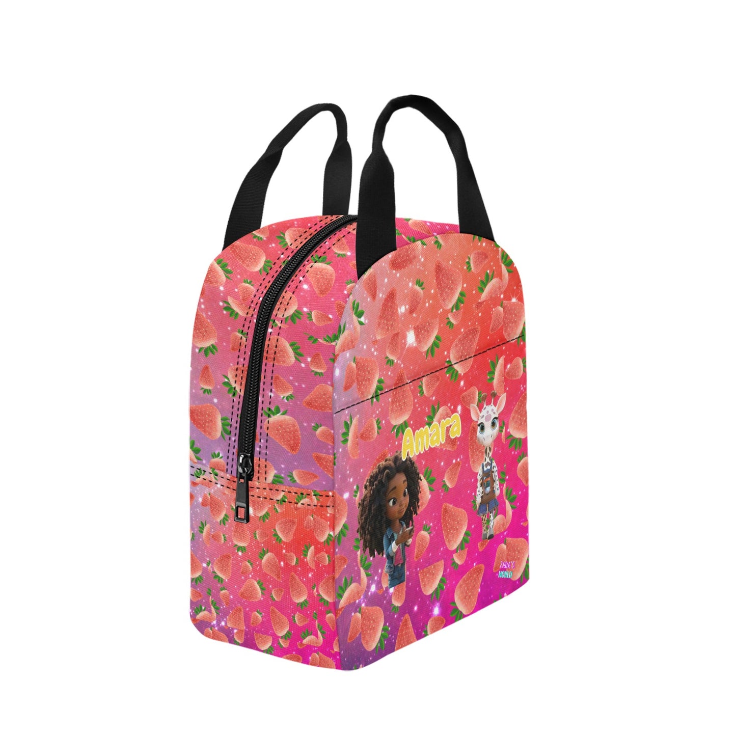 Zaras World Animal Avatar Fruit Print Lunch Bag (Strawberries/Grapes)