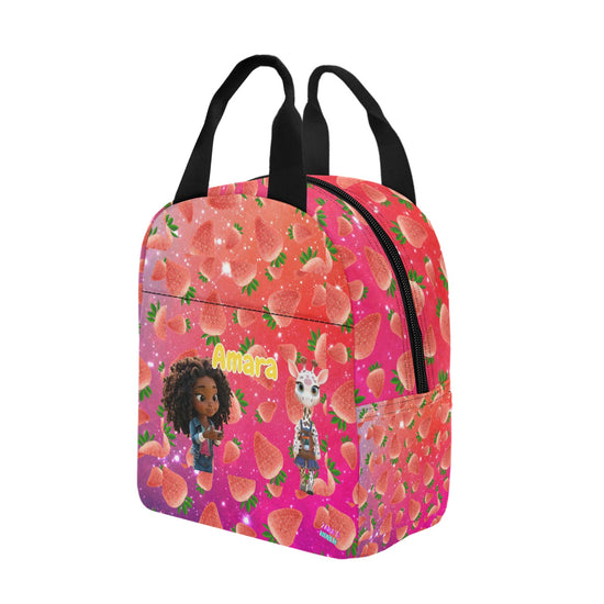 Zaras World Animal Avatar Fruit Print Lunch Bag (Strawberries/Grapes)